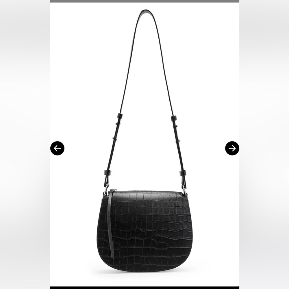 All Saints Captain Croc Embossed Leather Crossbody